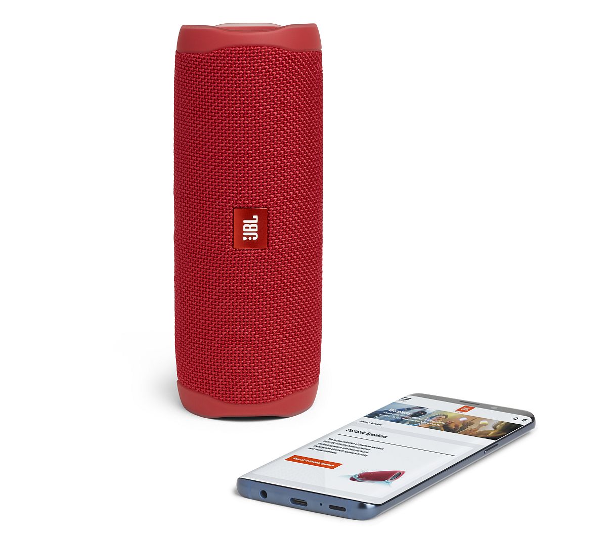 JBL Flip5 Product Photo Phone Fiesta Red WEB