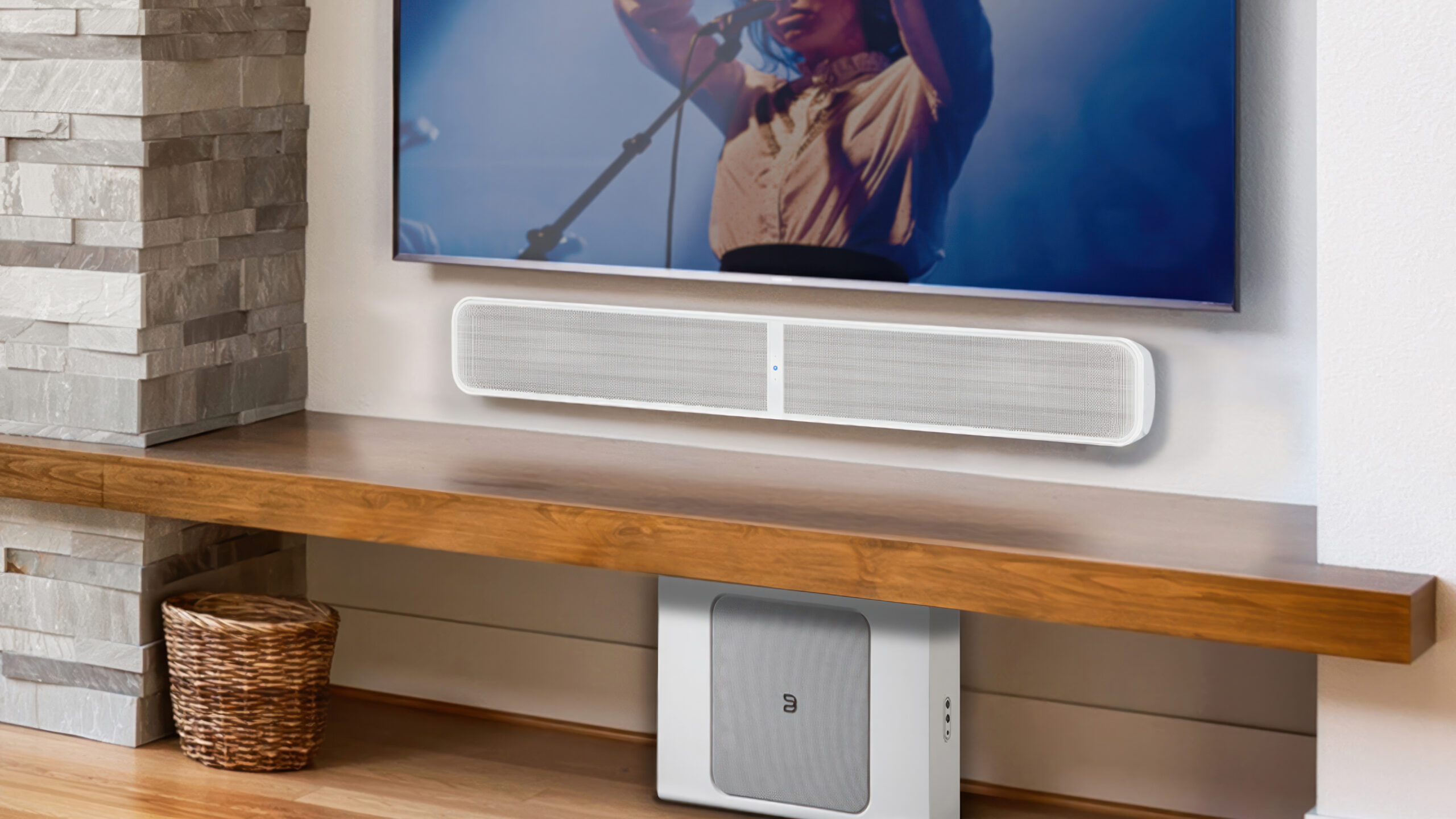 Bluesound Pulse Soundbar Plus white lifestyle- scaled